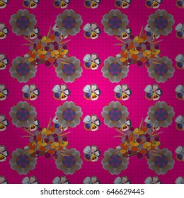 Traditional Indian floral seamless pattern in blue and orange colors. Vector illustration.