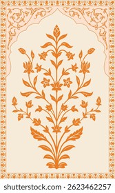 Traditional Indian flower motif. Indian Folk Art, Floral Prints, Living Room decor, wall painting, Pichwai Painting.