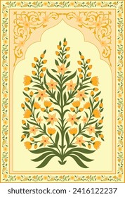 Ilustración tradicional del Moto de la Flor india. Motivos de flores para la impresión textil de flor botánica.