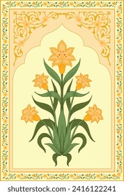 Traditional Indian Flower Motif illustration. Flower motifs for textile printing botanical flower.