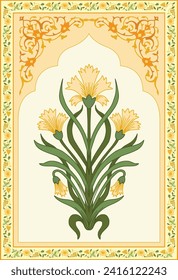 Traditional Indian Flower Motif illustration. Flower motifs for textile printing botanical flower.