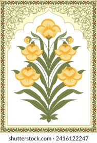 Traditional Indian Flower Motif illustration. Flower motifs for textile printing botanical flower.