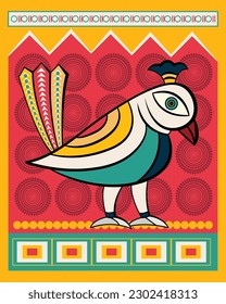 Traditional Indian Folk Art - Kalighat Painting of a Bird. Madhubani art, Contemporary Art, Indian Paintings, Wall Paintings, Modern Art Paintings.