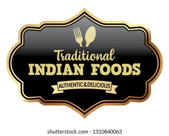 Traditional Indian Foods Vector Black Badge Stock Vector (Royalty Free ...