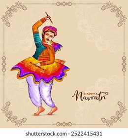 Traditional Indian Happy navratri dandiya garba night celebration background vector