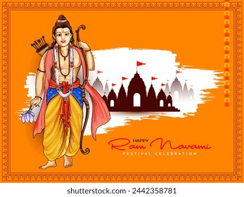 Traditional Indian Happy Shree Ram Navami festival background design vector
