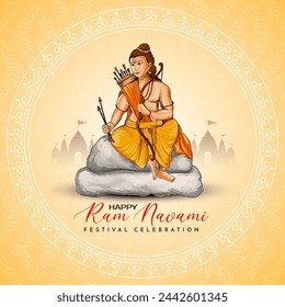 Traditional Indian Happy Shree Ram Navami festival background design vector