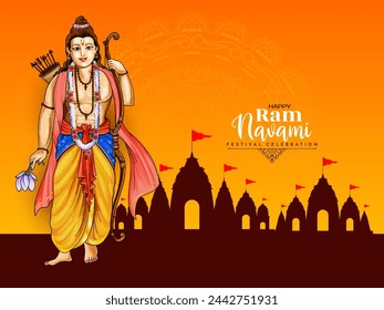 Traditional Indian Happy Shree Ram Navami festival background design vector