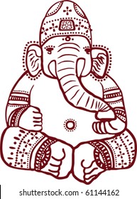 Traditional Indian henna design of the Hindu elephant god Ganesha