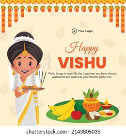 Traditional Indian Kerala Festival Happy Vishu banner design template.