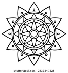 Traditional Indian Mandala Art Design on White Background | Vector Illustration