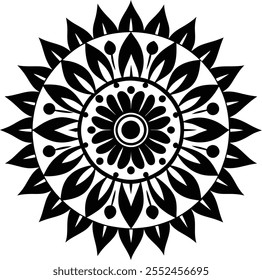 Arte vectorial de diseño de arte tradicional mandala indio silhoutte