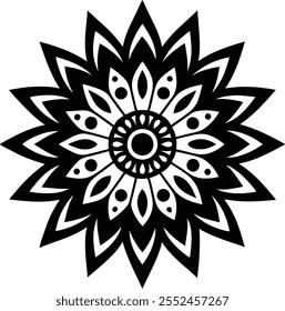 Arte vectorial de diseño de arte tradicional mandala indio silhoutte