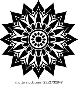 Arte vectorial de diseño de arte tradicional mandala indio silhoutte