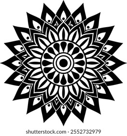 Arte vectorial de diseño de arte tradicional mandala indio silhoutte