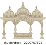 Traditional Indian Mughal arch temple vector illustration