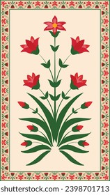 Traditional Indian Mughal floral Motif vector design. Botanical floral ethnic motif.