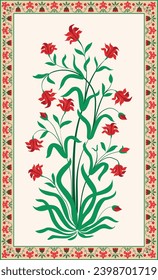 Traditional Indian Mughal floral Motif vector design. Botanical floral ethnic motif.