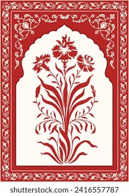 Traditional Indian Mughal floral Motif vector design. Botanical floral ethnic motif.