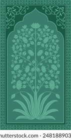 Traditional Indian Mughal flower motif. Botanical floral ethnic motif. Indian mughal flower motif with background.