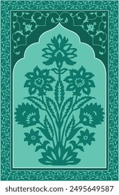 Traditional Indian Mughal flower motif. Botanical floral ethnic motif Illustration.
