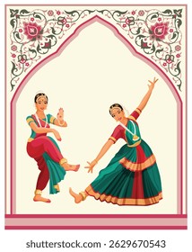 Traditional Indian Mughal plant, Mughal art, peacock garden, Mughal dancing woman in a garden, Pattern on the palace, Jaipur, Mughal Traditional colourful arch gate vector pattern