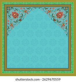 Traditional Indian Mughal plant, Mughal art, peacock garden, Mughal dancing woman in a garden, Pattern on the palace, Jaipur, Mughal Traditional colourful arch gate vector pattern