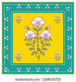 Traditional Indian Mughal plant illustration. Botanical floral ethnic motif, Print on demand , frames posters , wall art , textile print , tote bags 