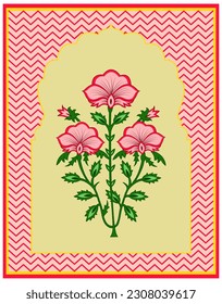 Traditional Indian Mughal plant illustration. Botanical floral ethnic motif, Print on demand , frames posters , wall art , textile print , tote bags 