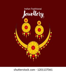 traditional indian necklace set vector illustration
