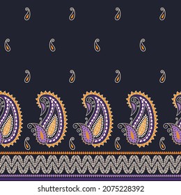 Traditional Indian ornament for fabric. Paisley Booth. Sari pattern. Oriental cucumber. The tree of Life. World tree. Fertility symbol.