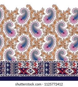 traditional Indian paisley horizontal border  pattern