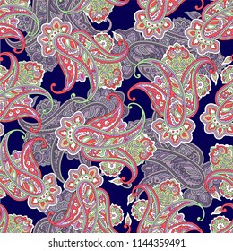 traditional Indian paisley pattern with navy background