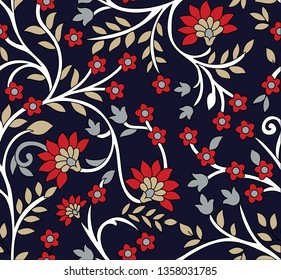 traditional indian paisley pattern on navy