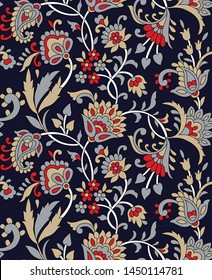 traditional indian paisley pattern on navy background