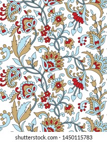 traditional indian paisley pattern on white background