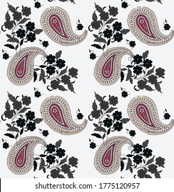 traditional indian paisley pattern on white    background