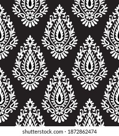 Traditional Indian Paisley pattern on black and white