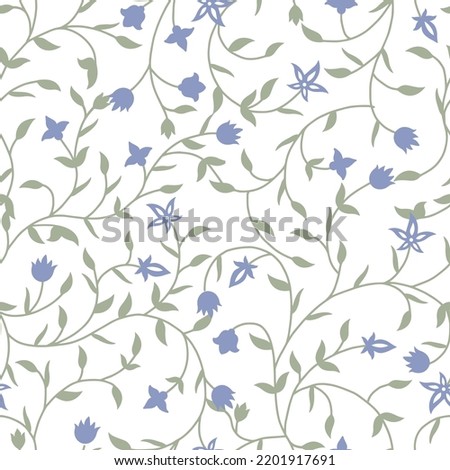 traditional indian paisley pattern, seamless pattern with blue paisley flowers in arabic style. Floral decoration. 