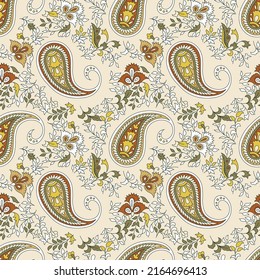 traditional Indian paisley seamless pattern on background