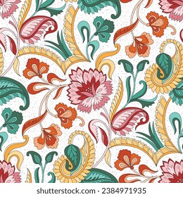 traditional Indian paisley seamless pattern on background