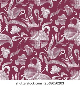 traditional Indian paisley seamless pattern on Pink background