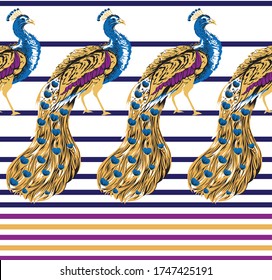Traditional Indian Peacock Border on background