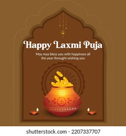 Traditional Indian religious festival Happy Laxmi Puja banner design template.