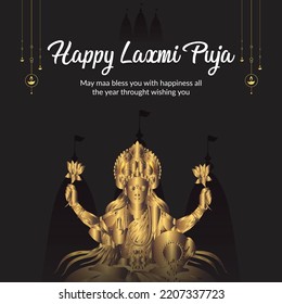 Traditional Indian religious festival Happy Laxmi Puja banner design template.