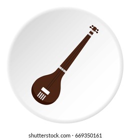 Traditional Indian sarod icon in flat circle isolated on white vector illustration for web