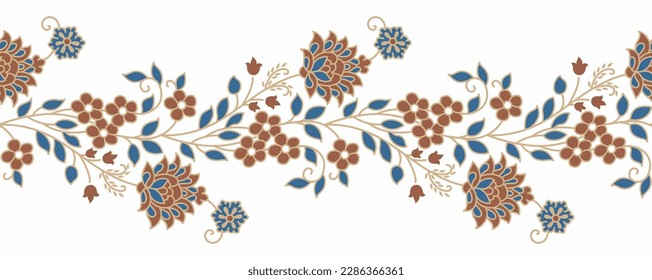 Traditional indian seamless textile floral border 