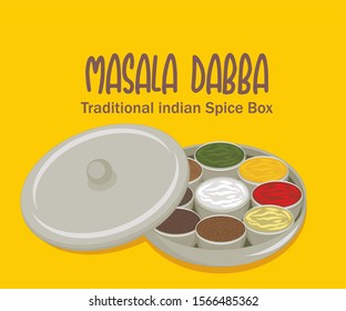 Traditional Indian Spice Box Vector Illustration