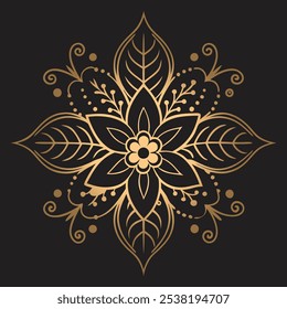 traditional Indian style Golden ornamental floral mandala Design