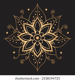 traditional Indian style Golden ornamental floral mandala Design